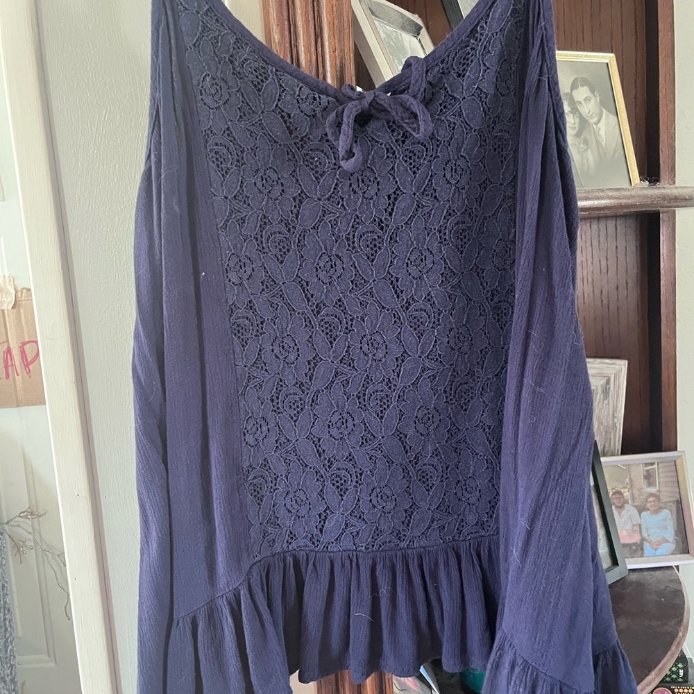 Navy Lacy Tank Top boho